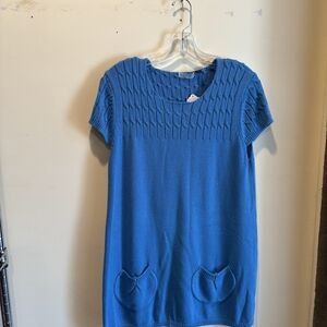 Pop Blue Knit Short Sleeve Top